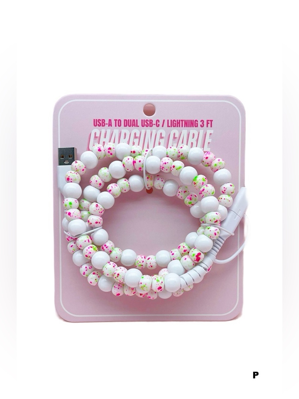 TIK TOK BEADED DUAL USB FAST CHARGING CABLE